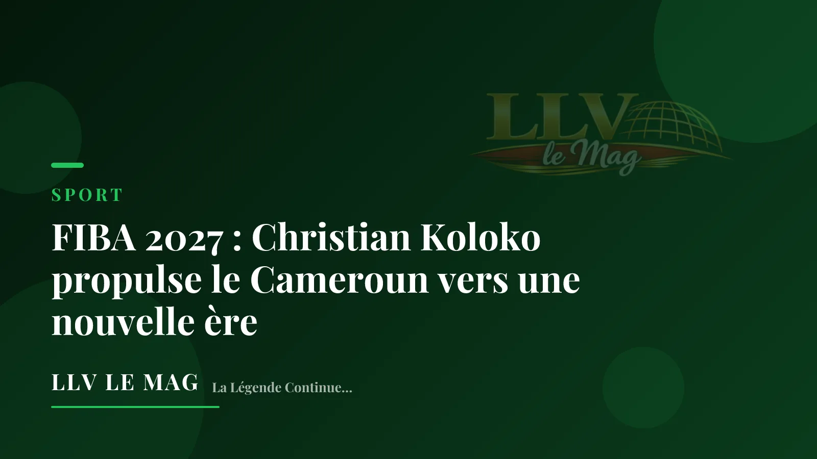 Illustration éditoriale pour FIBA 2027 : Christian Koloko propulse le Cameroun vers une nouvelle ère